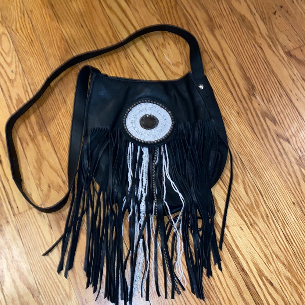 Never used Sam Edelman black fringe cross body purse